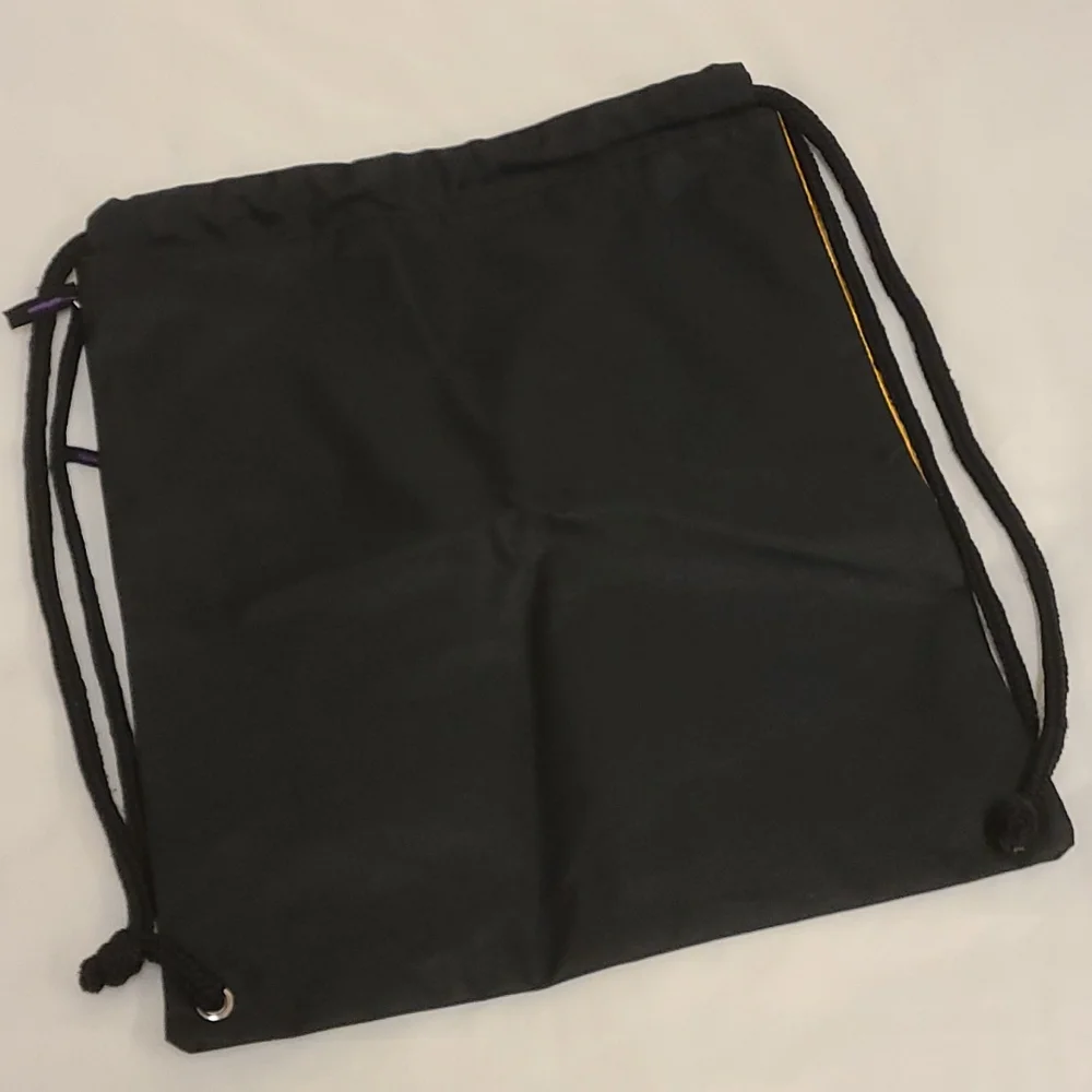 Harlem Wizards Basketball String Bag Travel Bag Bookbag Black Yellow Purple OS
